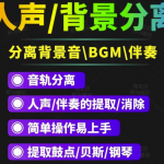 人声分离软件_背景音去除工具_BGM人声伴奏提取消除音轨分离降噪【短视频必备】-壹选资源网-各种项目精选资源下载