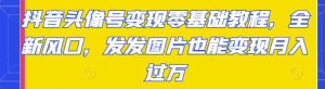 抖音头像号变现项目零基础教程：发发图片也能月入过万-壹选网-各种精选资源福利