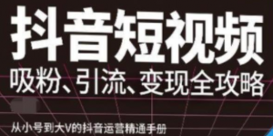 抖音视频号高级实操课程:从小号到大V的抖音运营精通手册(吸粉、引流、变现全攻略)-壹选网-各种精选资源福利