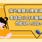 微头条怎么赚钱：微头条最新暴力撸金项目，零成本小白无脑搬运也能日入500+-壹选资源网-各种项目精选资源下载